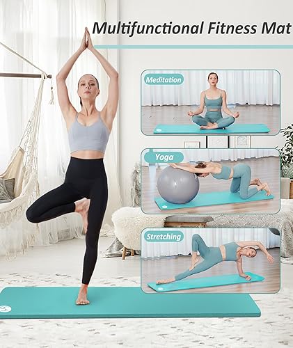 Miniatura 5 de Tapete de yoga grueso de 1 pulgada, tapete de ejercicio de 76.7 x 24 pulgadas, tapete de entrenamiento para gimnasio en casa, tapete de yoga