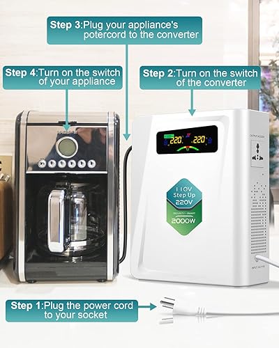Miniatura 5 de Transformador Step Up de 110 V a 220 V 2000 W Convertidor de voltaje, 120 V a 240 V, sin ruido, apto para exprimidor, máquina de chocolate y otros
