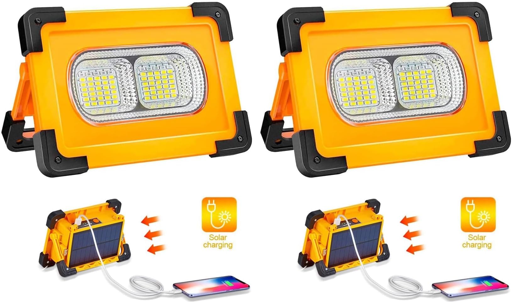 Foco proyector LED solar recargable USB con powerbank integrado M Ledme LM6335 pack de 2