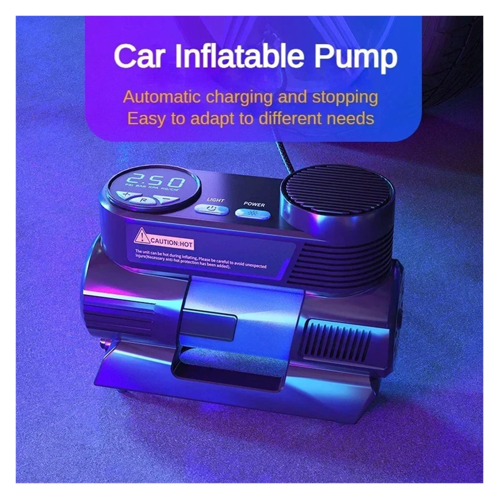 Bomba De Aire Eléctrica For Coche, Inflador Neumáticos con Pantalla Digital Portátil 12V, Inyector 150PSI, Compresor For Y Motocicleta Inflado Rápido Esfuerzo(Large Digital Style)