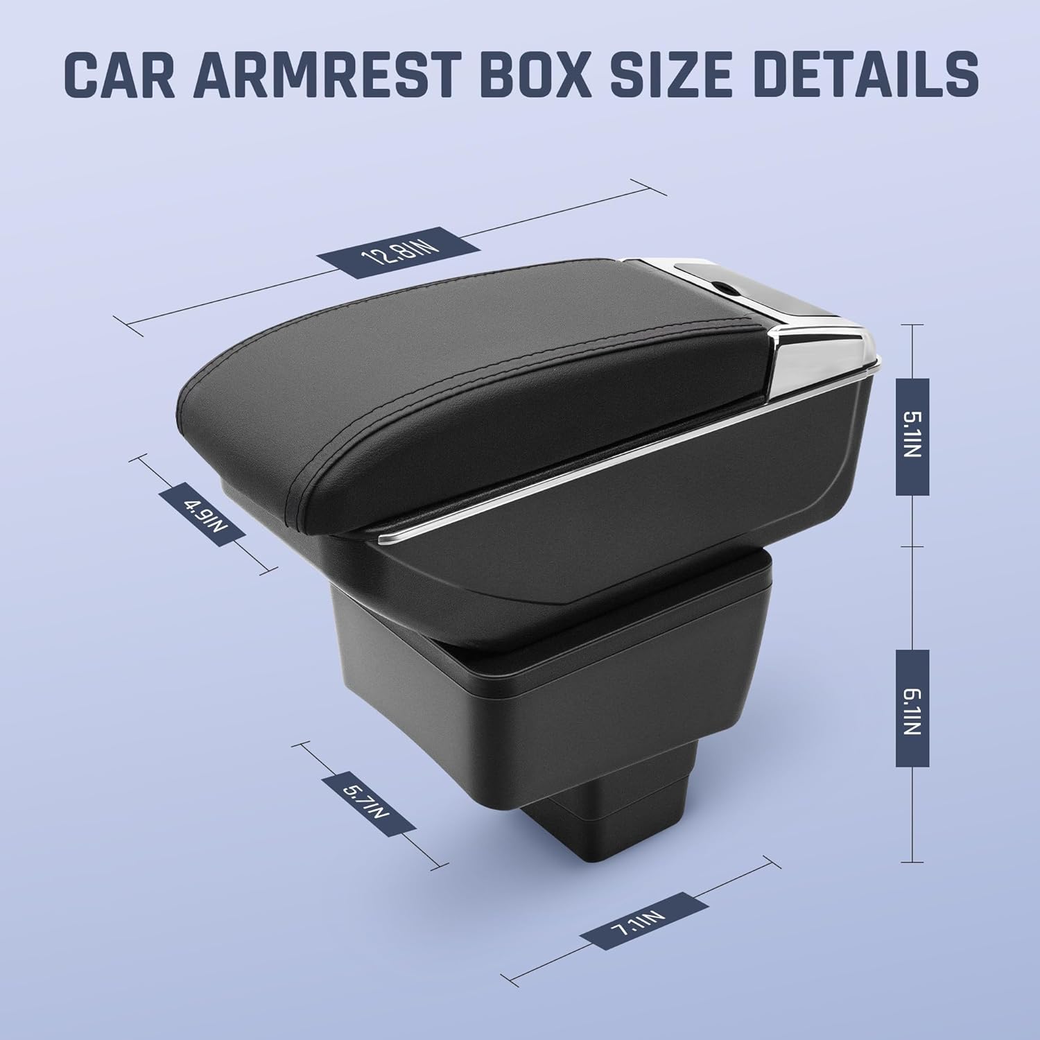 YJYWZH Car Armrest Box for Toyota Yaris 2019-2020 Accessories, Interior Arm Rest Center Consoles Double-Layer Organizer Storage Box with Hidden Cup Holder (Black with Black Thread)