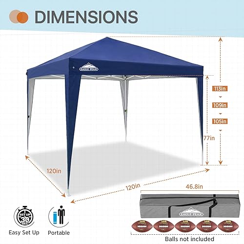 Miniatura 4 de EAGLE PEAK EAGLE PEAK - Toldo desplegable instantáneo de 10 x 10 pies, refugio plegable portátil, parte superior impermeable con costuras selladas,