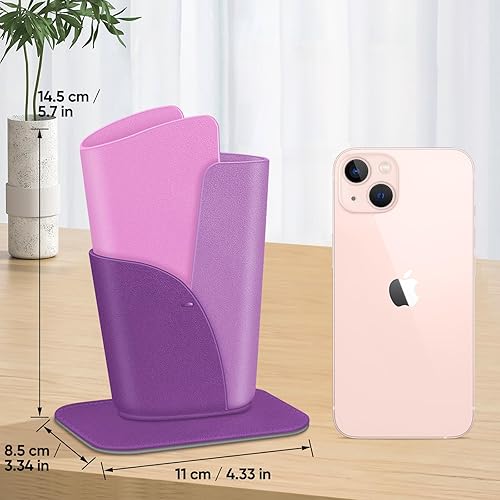 Vista 21 de Fintie Soporte para lentes: funda de cuero vegano antiarañazos para escritorio o mesita de noche, Marrón oscuro