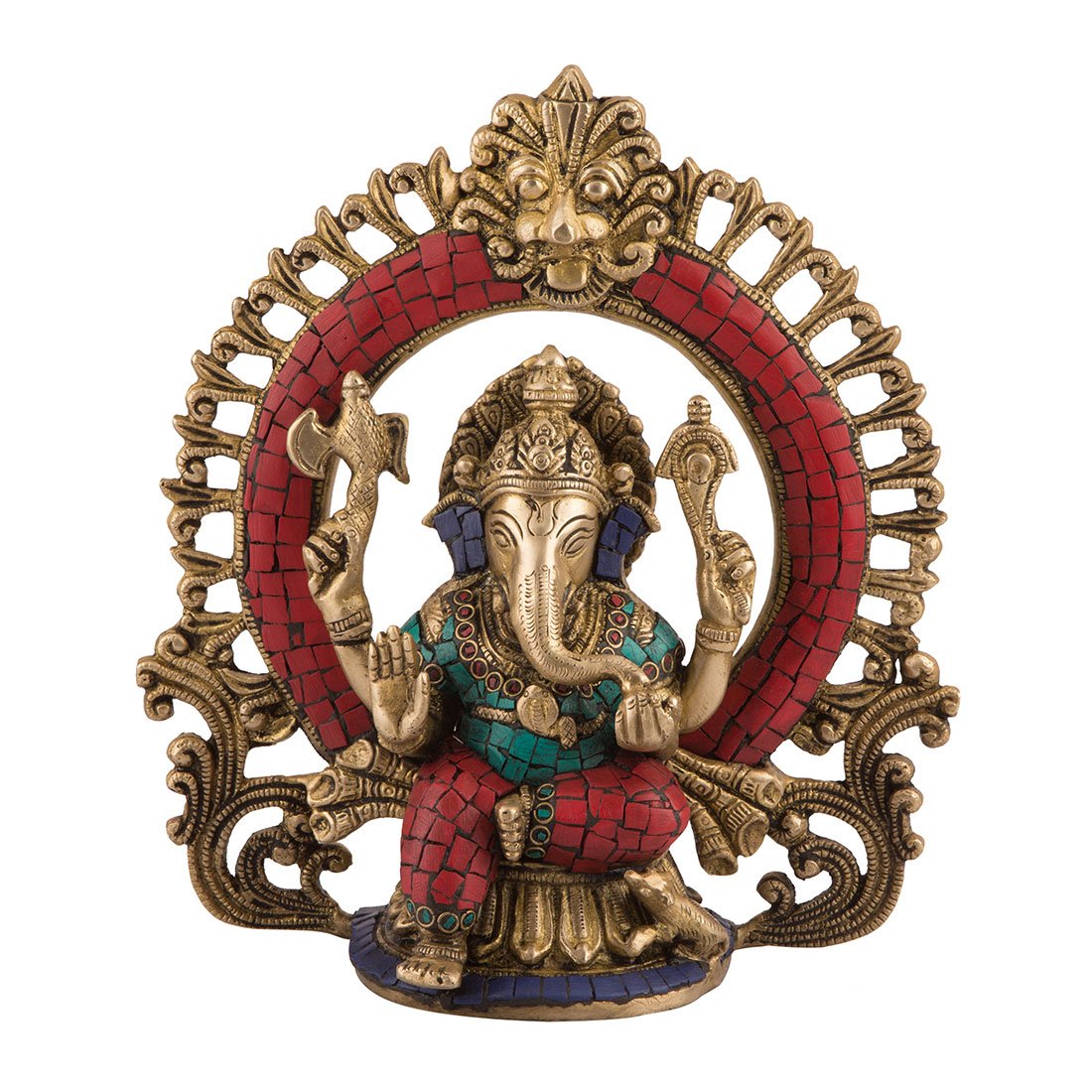 Ganesha de latón compacto para decorar altares pequeños sin espacio