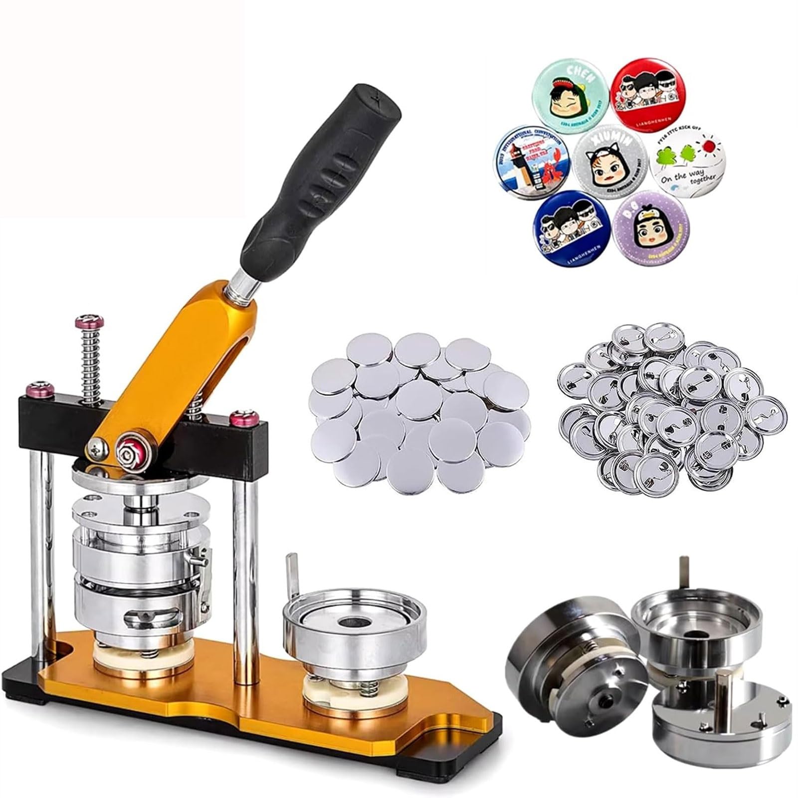 JKJZSALJ Button-Maker-Machine,Diy-Button-Making-Set-Badge-Punch,Manual-Badge-Maker-Machine,For-Diy-Badge-Making-,50mm