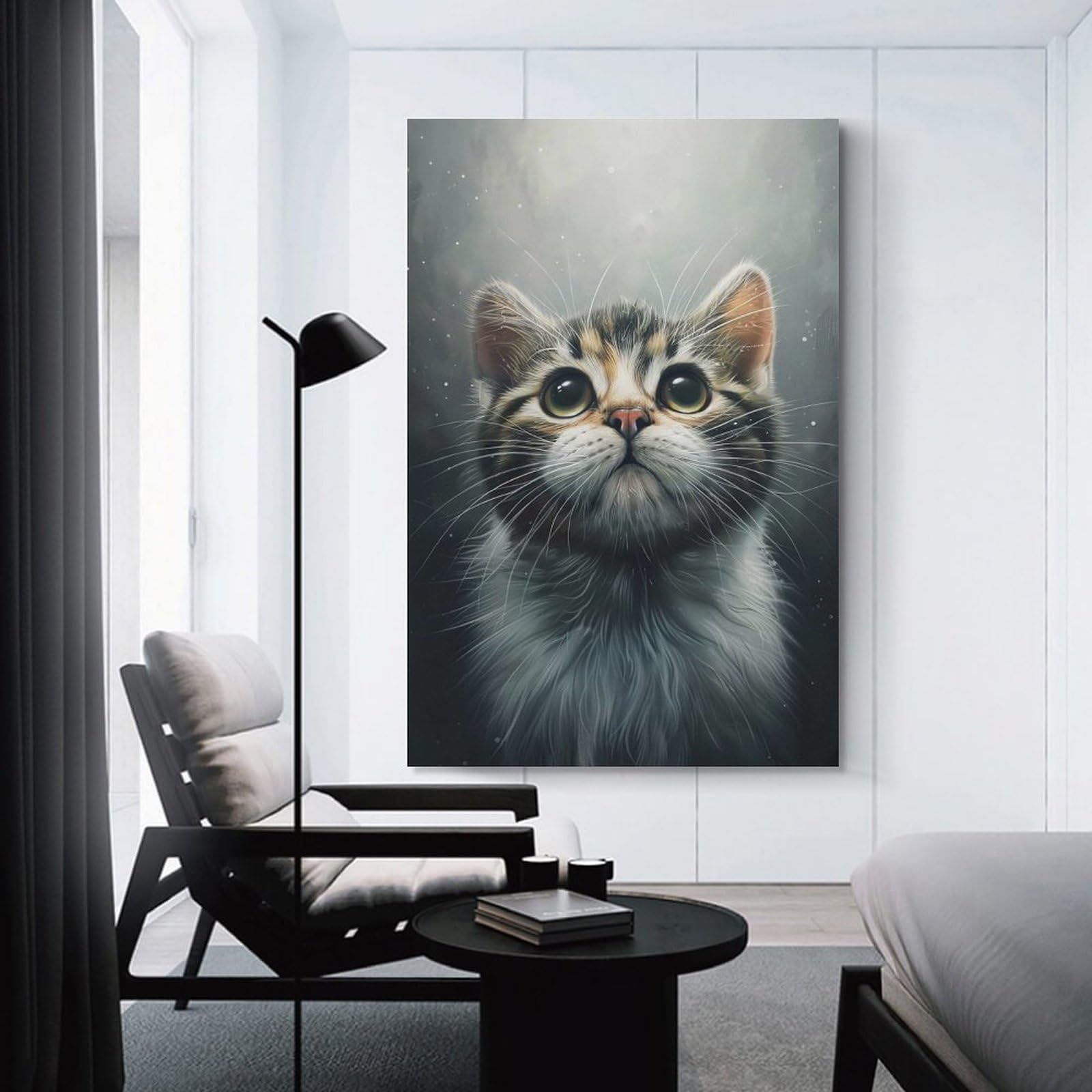 Junmoney Unframe-Style-24 Wall Picture Print Cute Kitten Portrait, 24X36inch(60X90cm), For Contemporary Homes, Apartments Or Offices, Decorative Canvas Decor For Home Updates