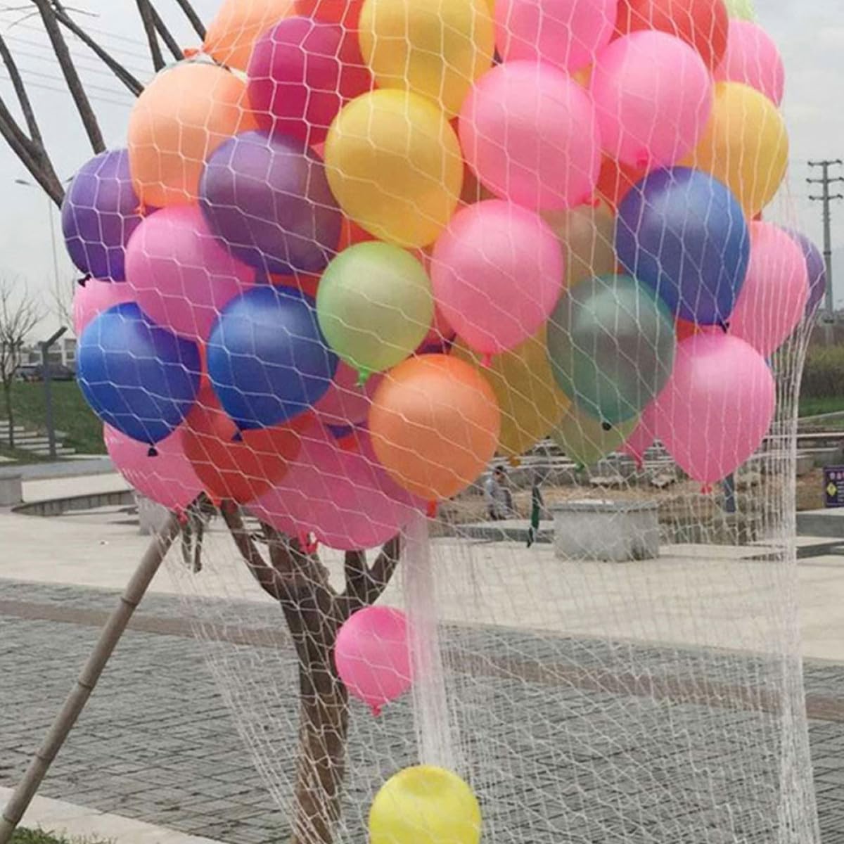 2 Satz Ballonstartnetze aus Weißem Pp mit Einfacher Handhabung und Sicherem Design für Hochzeit und Feierlichkeiten zur Sicheren Ballonfreigabe