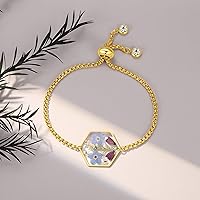 Vista 7 de Forget-Me-Not Pressed Wildflower Bracelet Pressed Flower Bracelet Gold/Silver Pressed Flower Jewelry Personalized Handmade Jewelry Gift For