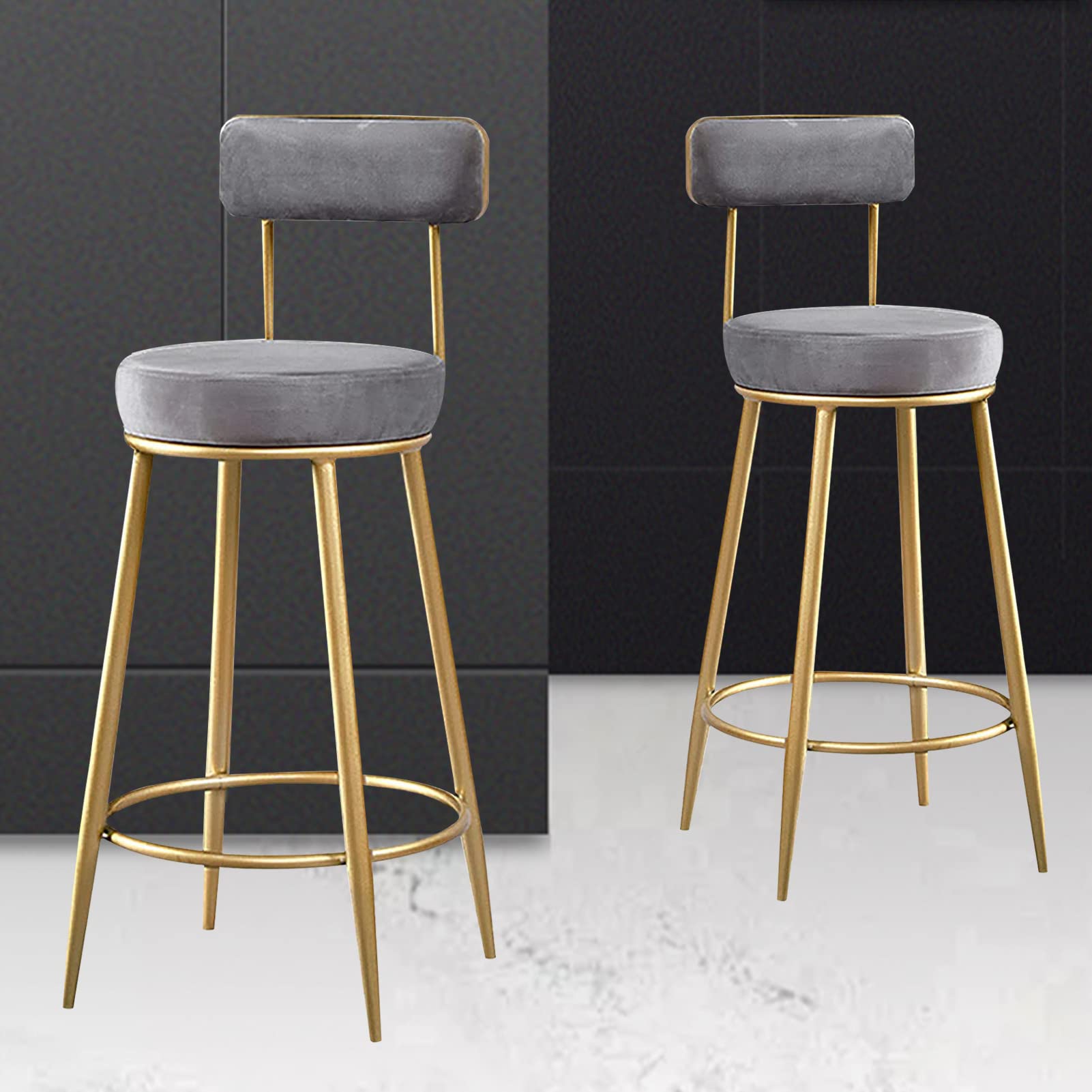 Tabourets de cuisine avec repose-pieds et pieds en métal robustes lot de 2