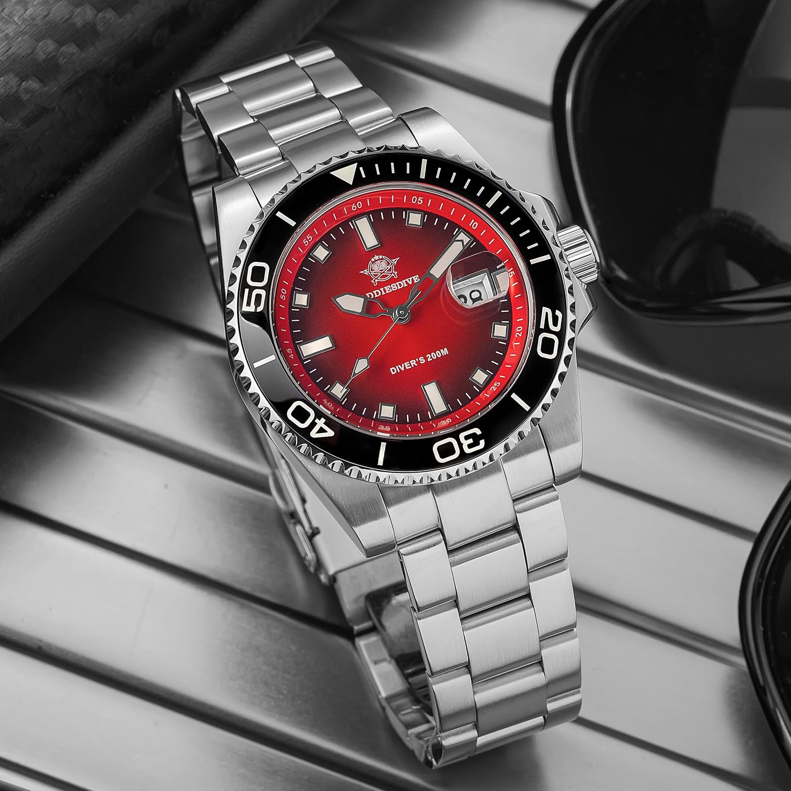 ADDIESDIVE 41mm taucheruhr Herren 200m BGW9 leuchtende Keramiklünette analoge Uhr Herren Mit Edelstahlarmband AD2089