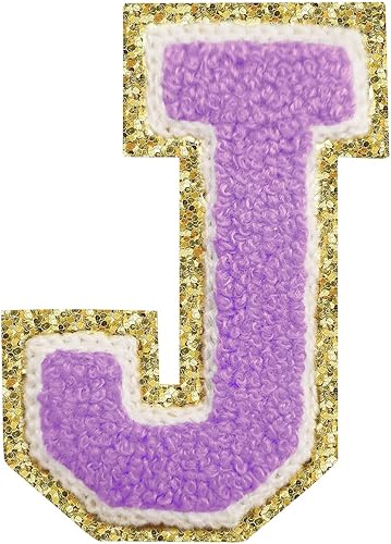 Miniatura 16 de Parches de letras termo-adhesivas de felpilla para chaquetas, parches de letras universitarias con brillantina para planchar en la letra azul A