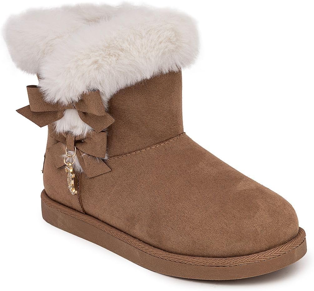 Juicy Couture Girls Winter Boots Warm Insulated Fashion Booties Mid Calf Outdoor Snow Boot for Toddler/Little Kid/Big Kid