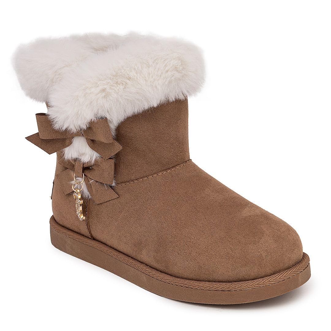 Juicy Couture Girls Winter Boots Warm Insulated Fashion Booties Mid Calf Outdoor Snow Boot for Toddler/Little Kid/Big Kid