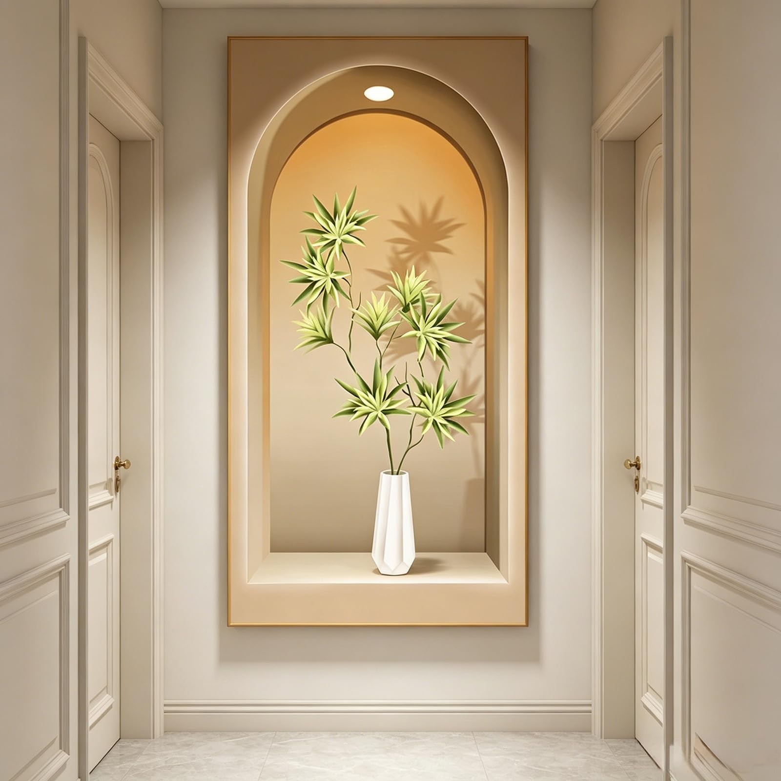 Décoration murale 3D LED gold tableau floral coucher de soleil