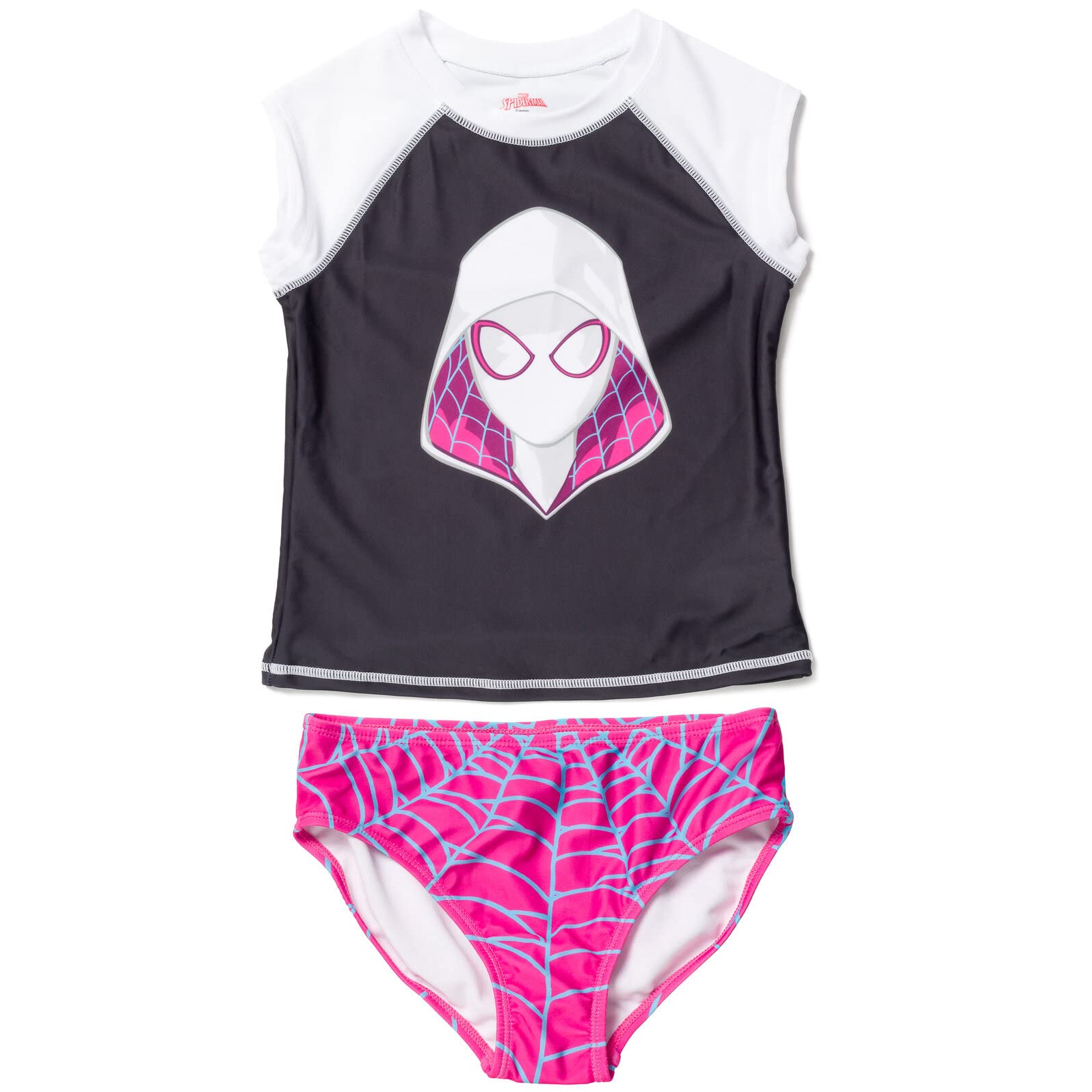 Marvel Ghost-Spider Girls' 2-Piece Rash Guard and Bikini Bottom Set