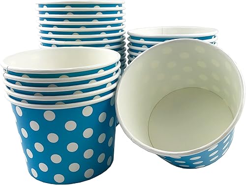 Miniatura 10 de MMvolesy Copas de helado de papel verde de 16 onzas, tazas de postre desechables de papel a lunares, cuencos de helado para alimentos fríos o