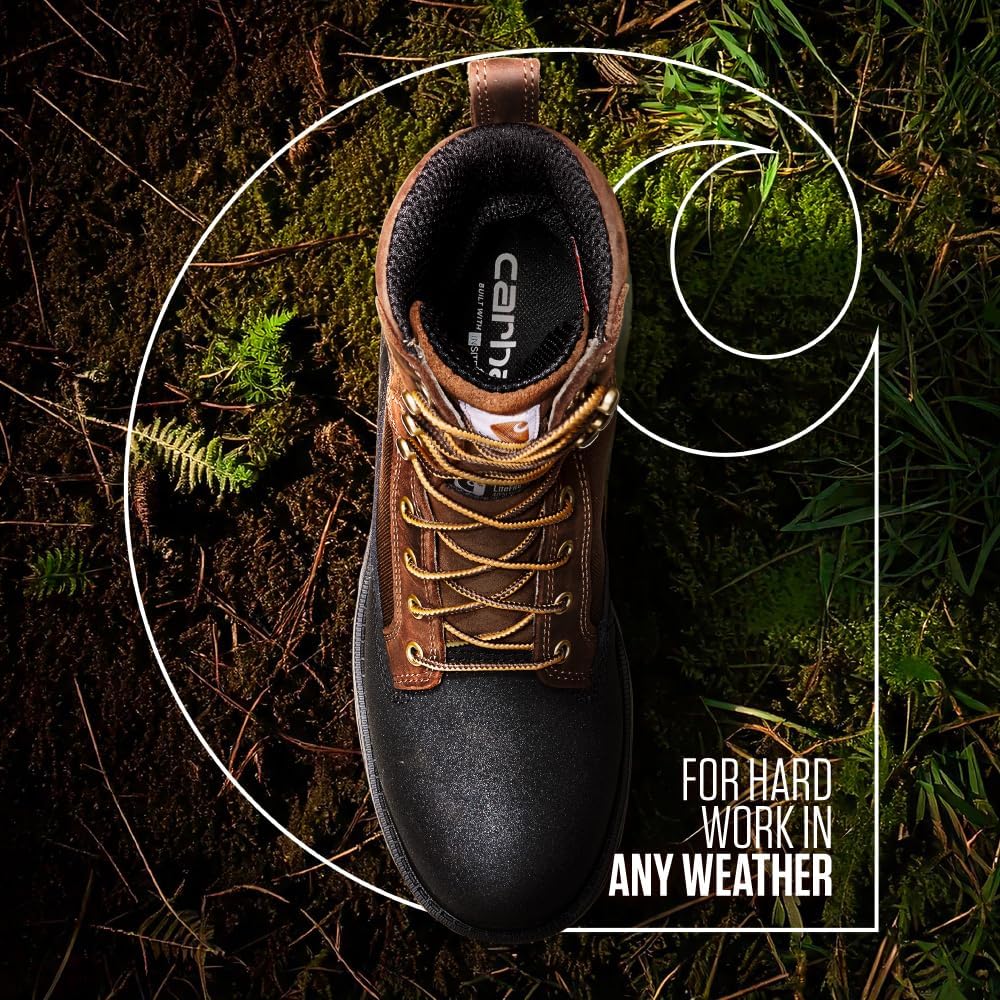 Carhartt Ironwood Waterproof Insulated Safety Toe Work Boots for Men - 8-inch Reinforced Leather and Carstrong Fabric, with Slip-Resistant Outsoles - Image 3