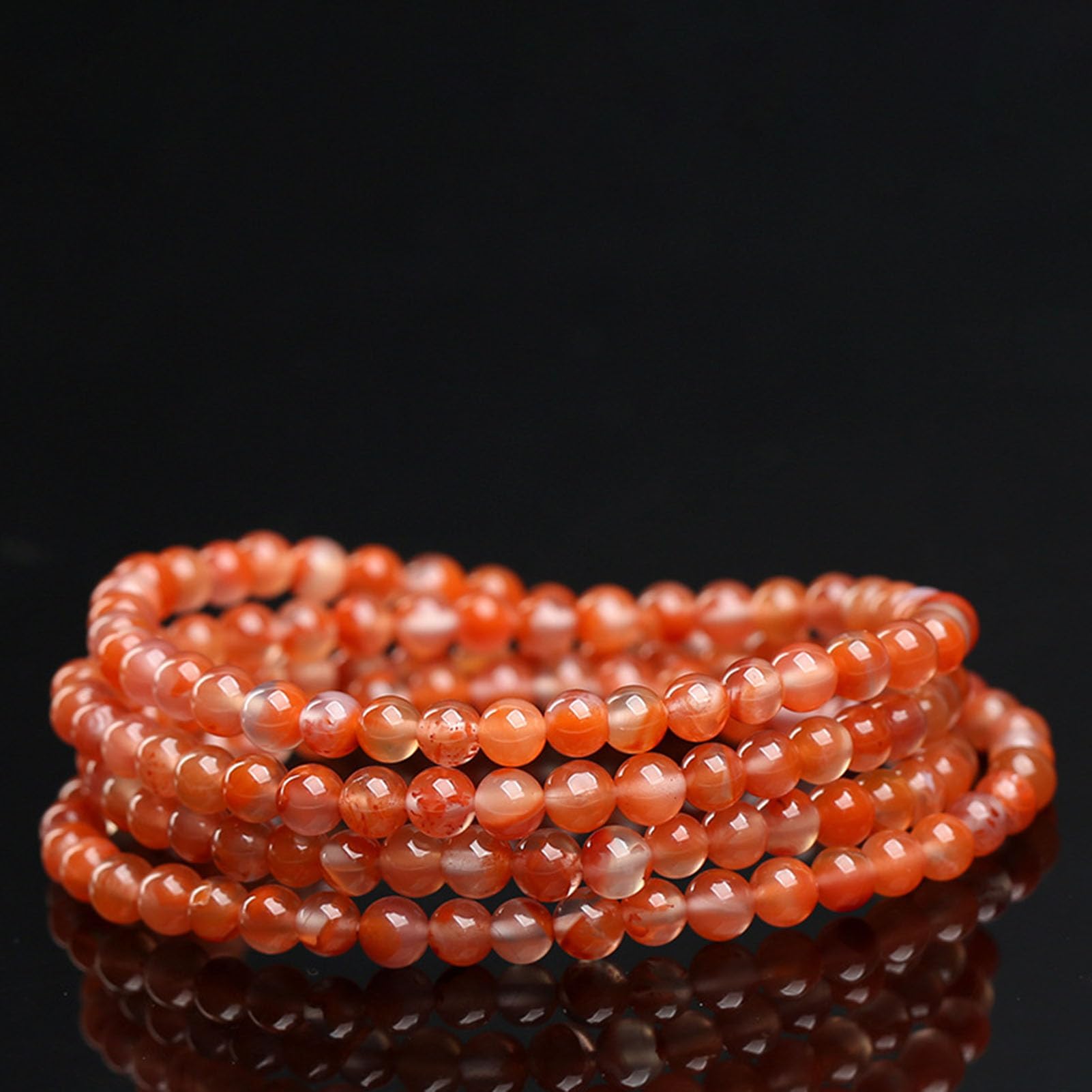 Bracciale con Perline Bracciale in Agata Rossa del Sud Bracciale Elasticizzato in Cristallo curativo Naturale calmante per Donne e Uomini - Pietra preziosa semipreziosa Fatta Mano,4MM