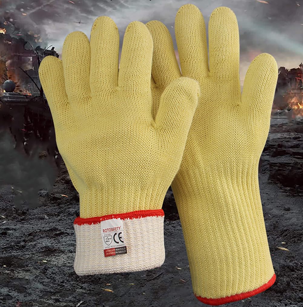 Guantes resistentes al calor Guantes de aramida hasta 500 °C Protege la muñeca Tejido de hilo de aramida Guantes resistentes al calor Guantes de protección contra el calor Guantes de