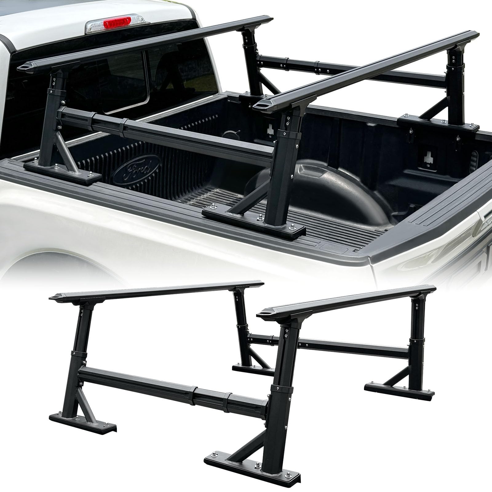 Photo 1 of Truck Ladder Rack-800lb, 19"-25" Height- Adjustable Aluminum Truck Bed Ladder Rack for Ford F150/Dodge Ram/Toyota Tundra
