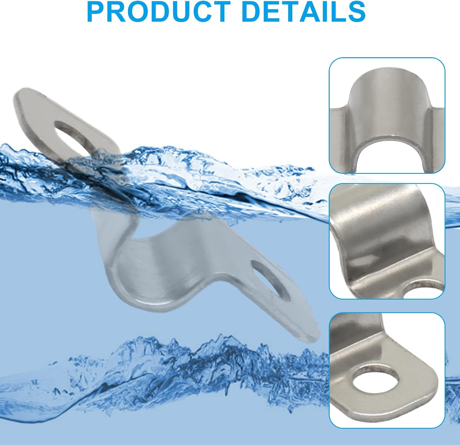 1/4 Inch U Pipe Bracket, 20 Pack, Stainless Steel