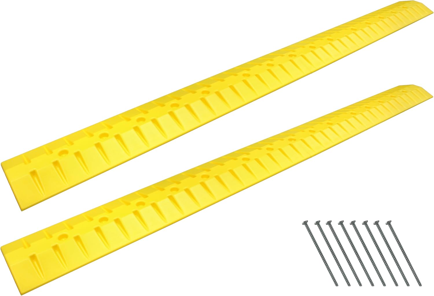 Electriduct 6 Foot Speed Bump HDPE Polyethylene Traffic Hump Vehicle Cable Ramp Cord Cover Hose Protector Includes Asphalt Mounting Hardware Safety Yellow (3 Pack), Length 216"