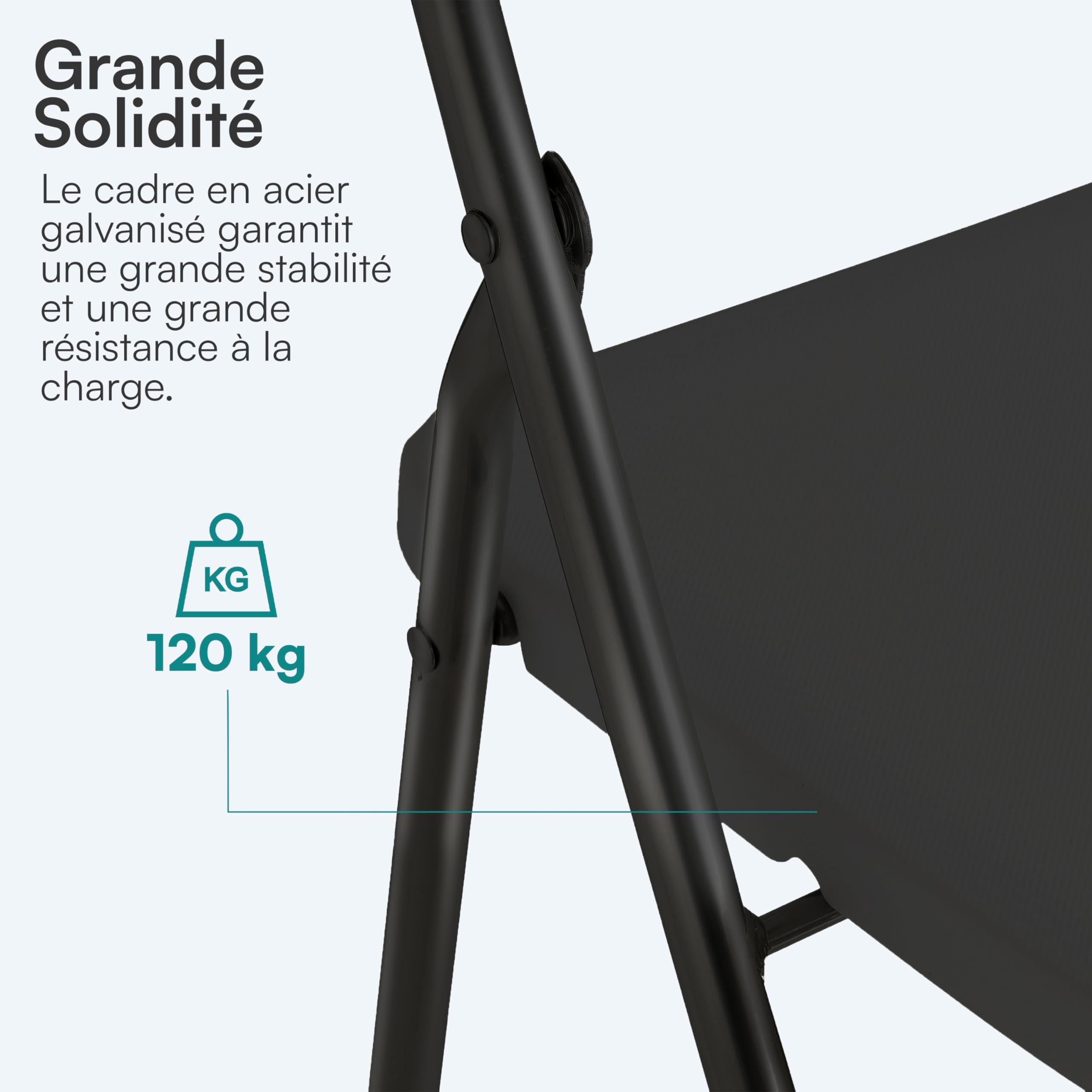 Baroni Home Chaise Pliante Peu Encombrante, Chaise de Salle à Manger, Chaise d’intérieur et d’Extérieur avec Structure en Acier, Siège et Dossier en Plastique, 42x38x78 cm, Noir, 6 Pièces