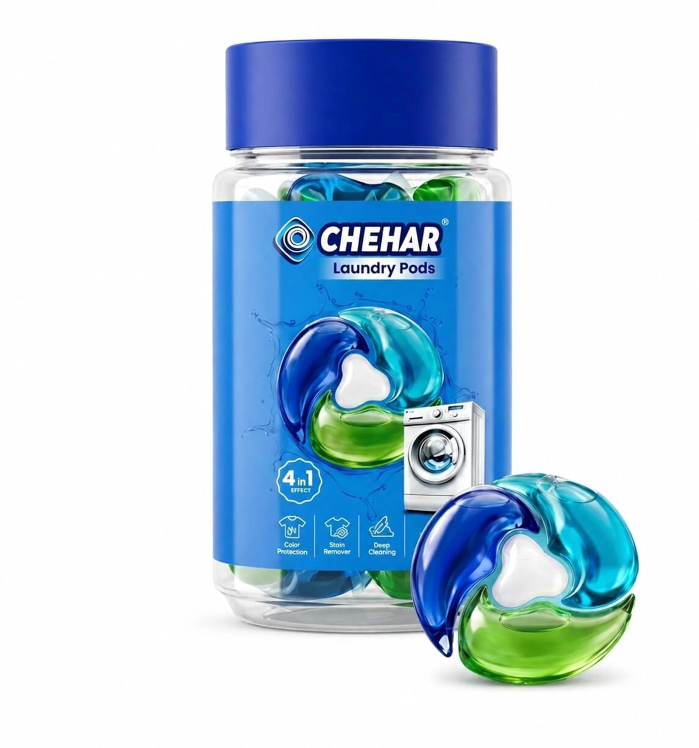 Chehar 4 in 1 Magic Laundry Detergent Pods for 30 washes: Bio Enzymes Infused, Tough Stain Removal with Floral Aroma,1 Pod = 1 Wash for 5-7kg | (20 count/box)-image-37
