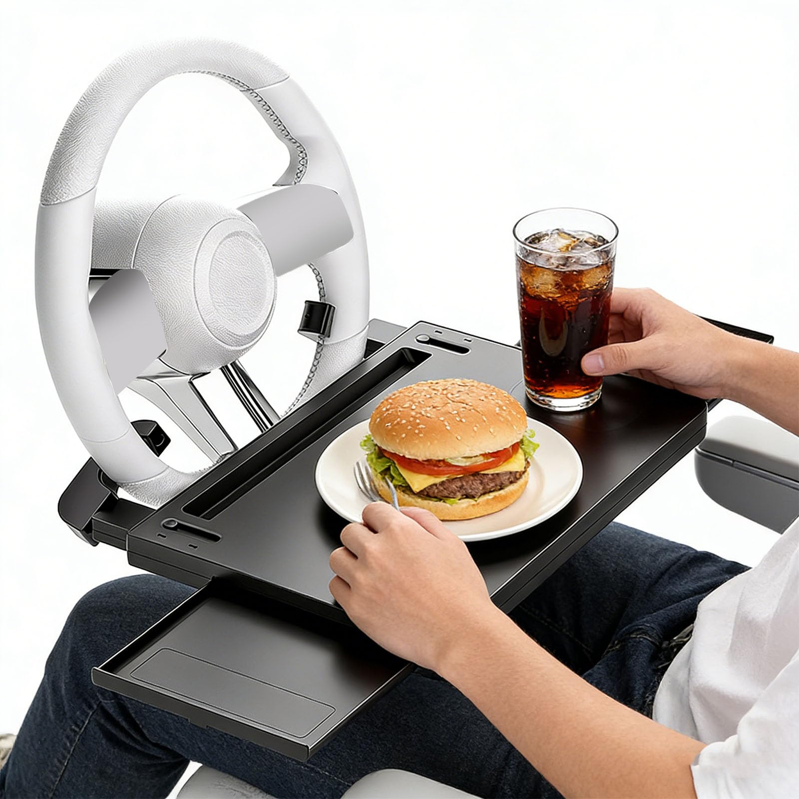 Tavolo pieghevole per auto, strumento di installazione rapida, meno regolabile, angolato, per lavoro, pasti, laptop, libri, viaggi, consolle, scrivania portatile per auto