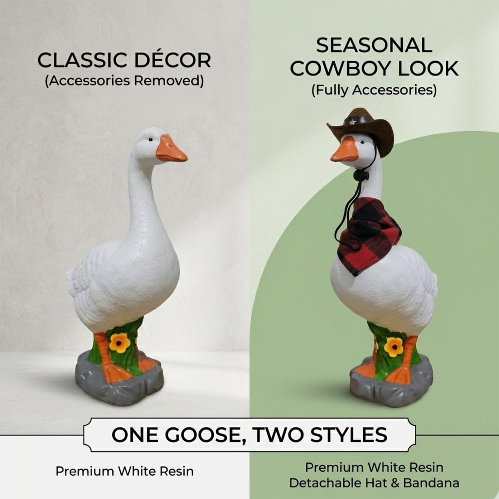 Generico Porch Goose Statua da Giardino a Forma di Oca in Resina - Grande Oca Decorativa da Esterno per Portico, Cortile e Patio - Scultura Resistente alle Intemperie