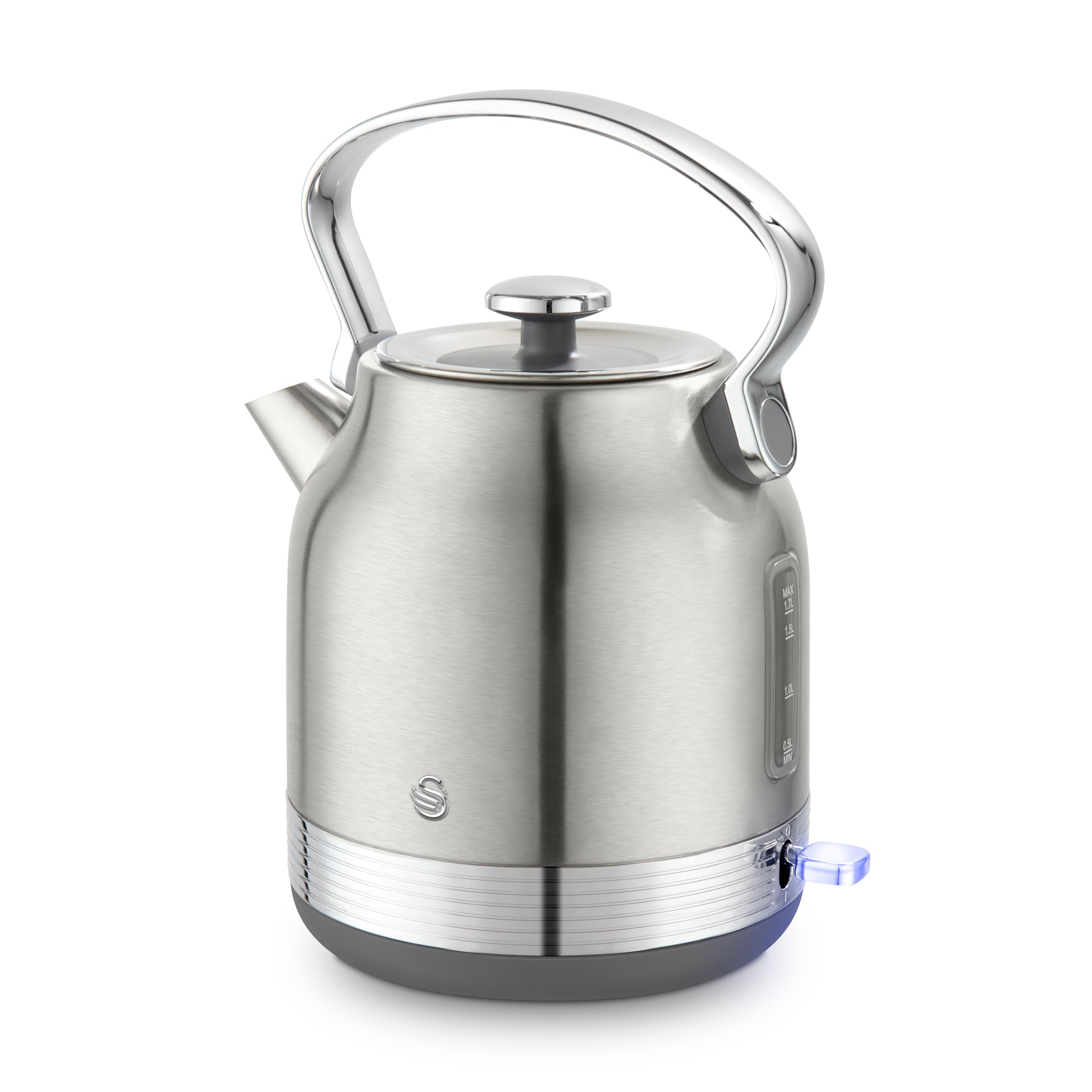 Swan Retro Revive 1.7L Traditional Kettle - Silver - Rapid Boil