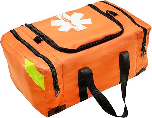 NOVAMEDIC Bolsa médica de primeros auxilios para trauma naranja vacía, 21 x 15 x 5 pulgadas, múltiples compartimentos para emergencias médicas,