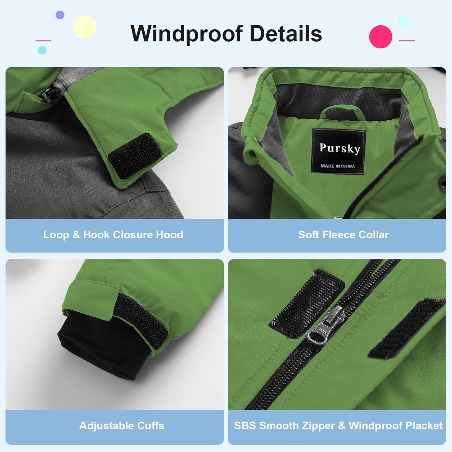 Pursky Boy's Waterproof Ski Jacket Kids Winter Snow Coats Fleece Raincoats Parka - Image 5