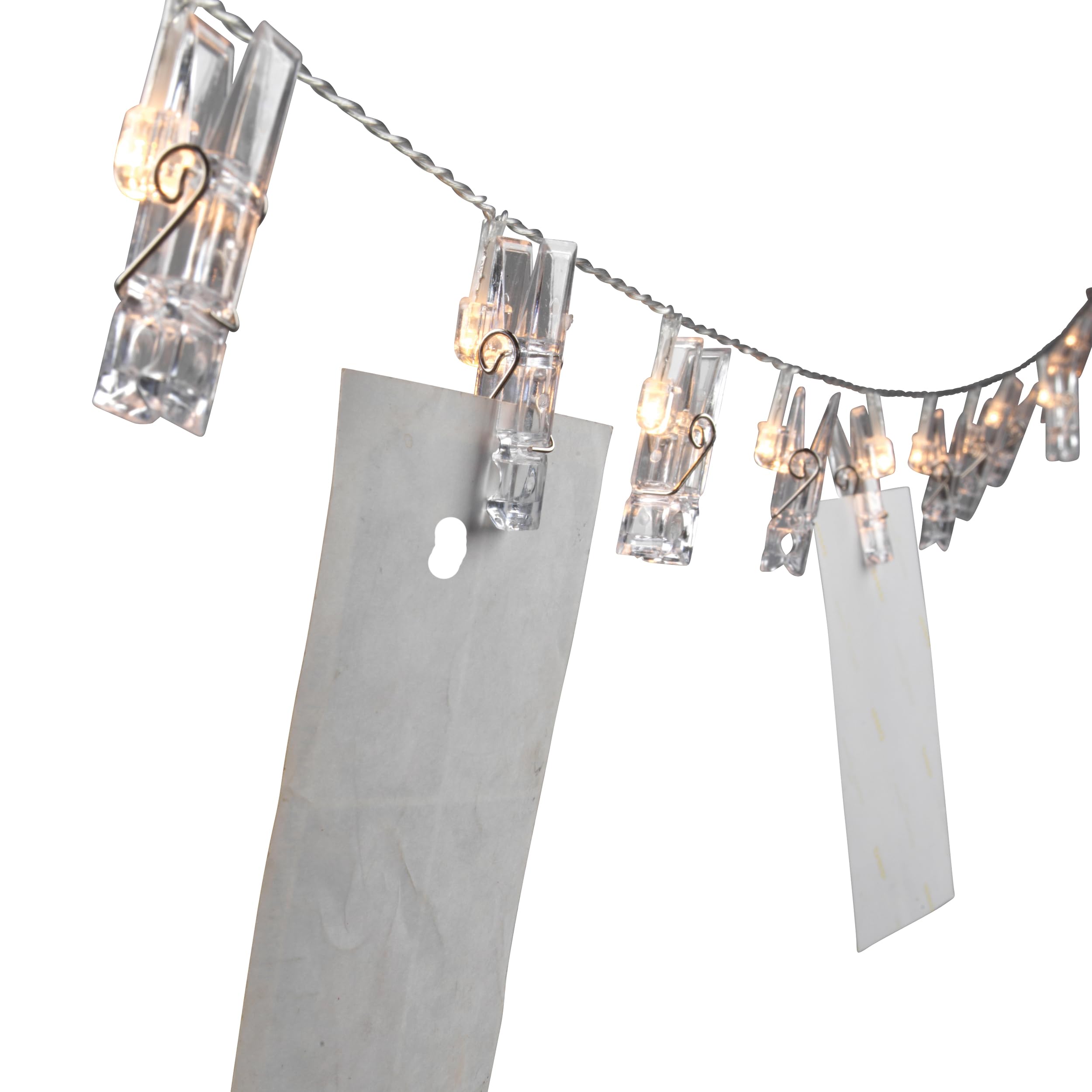INTEMPOEE7481STKEU7 Clip String Lights - 20 LED Clips, Battery Operated, 3M String Length, Warm LED Lighting, Perfect for Securely Holding Photos or Cards, Decorating Display, Batteries Not Included