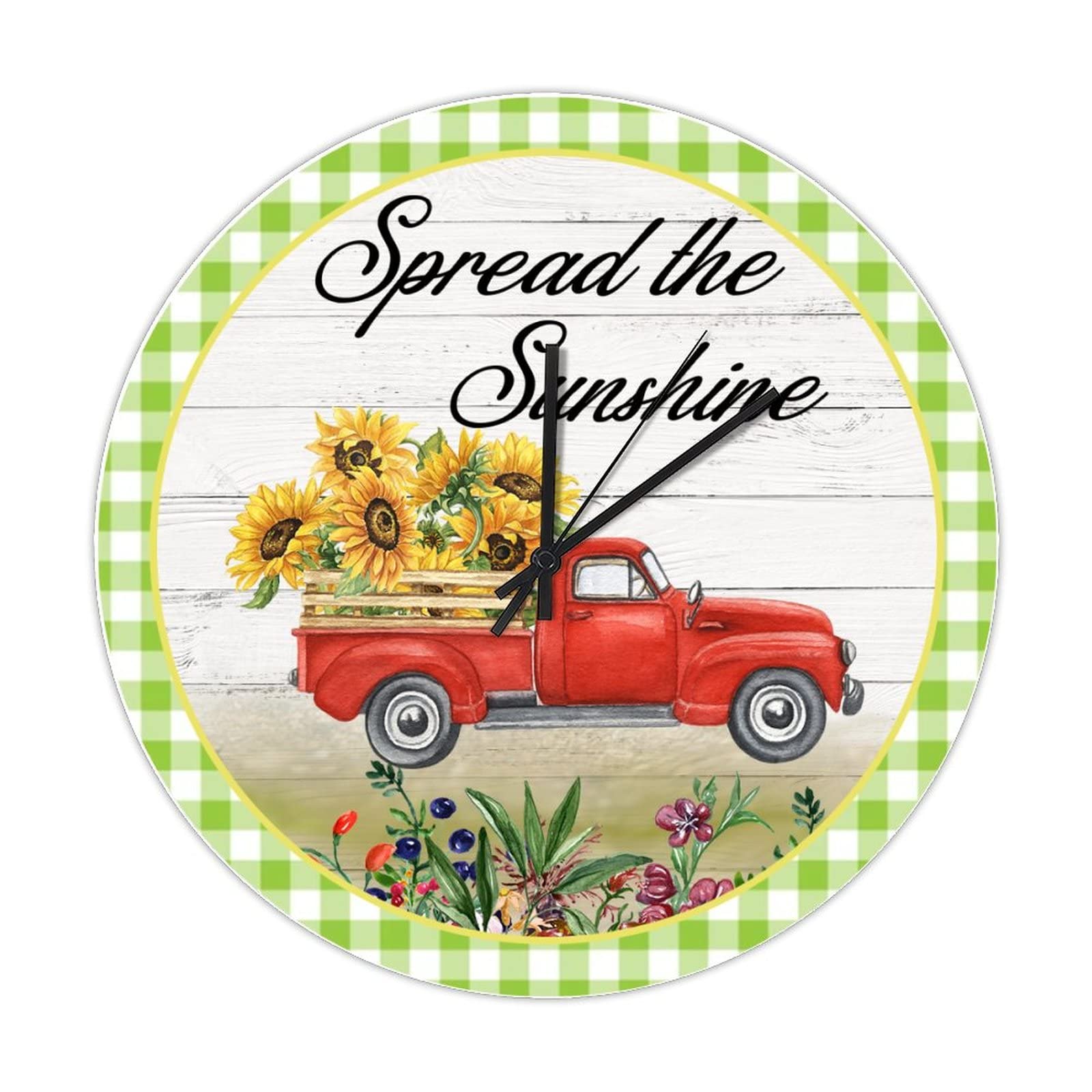 Horloge solaire ronde en bois fleur de Tournesol pour réveiller la cuisine