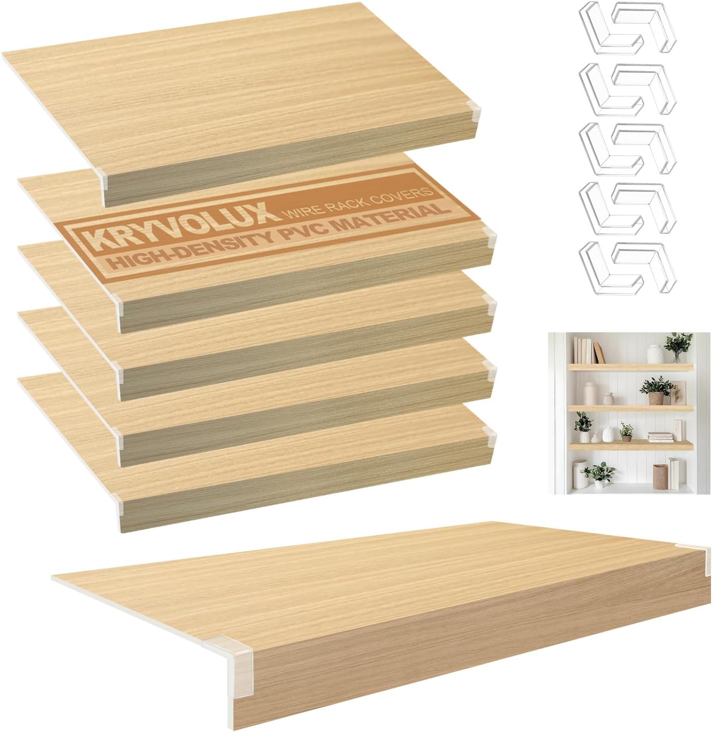 5 Pcs Wire Rack Covers 36x12x2.5 inch PVC Pantry Shelf Cover 0.31 inch Thick Removable Closet Wire Rack Shelf Covers,Decoration Kitchen Bathroom Office Shelving (Wood Color,36x12x2.5inch) Wood Color 36x12x2.5inch