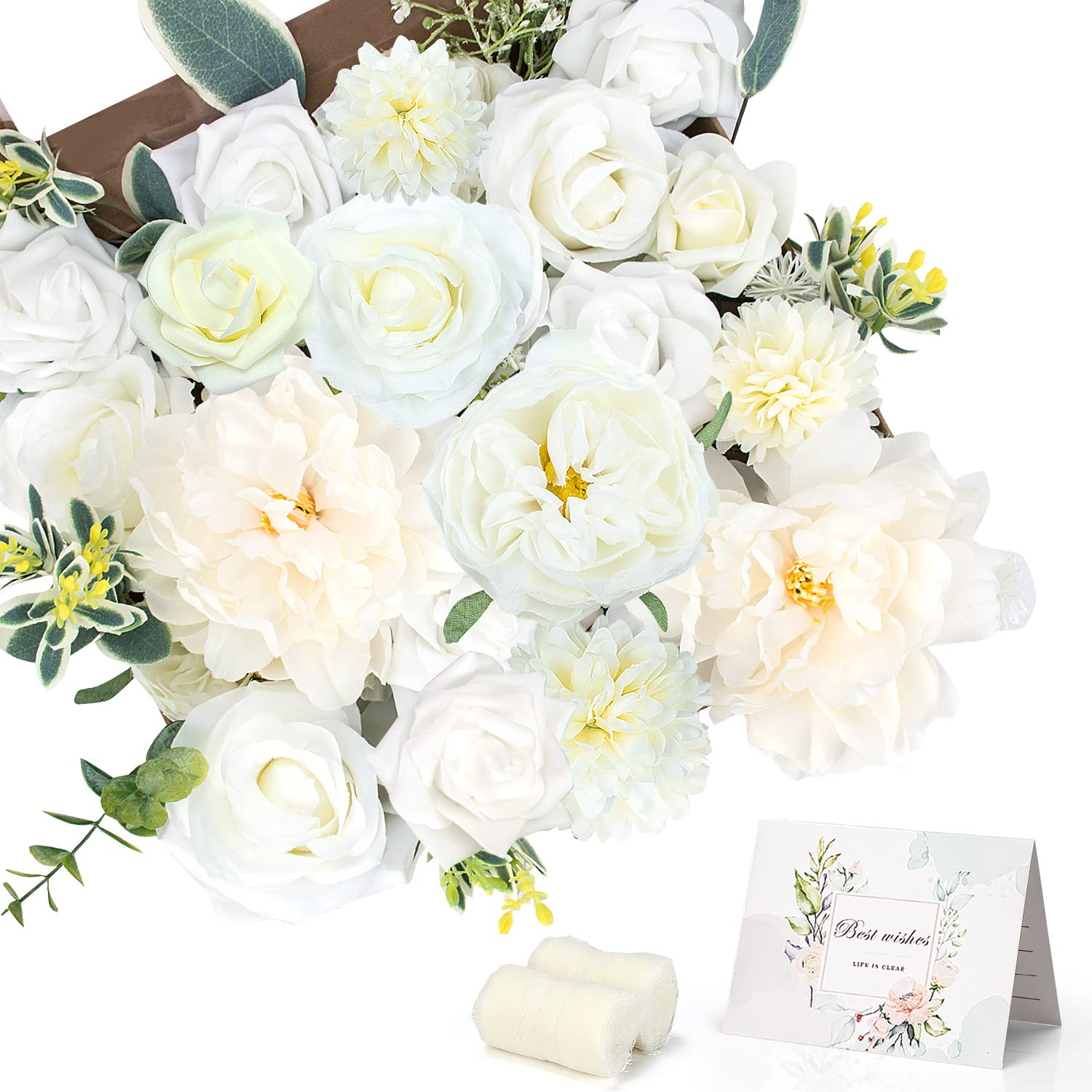 WERTSWF Ramo di papaveri artificiali con 4 fiori di testa, 6 mazzi di papaveri bianchi, 60 cm di lunghezza, fiore floccato per vaso di casa, decorazione per matrimoni e cimitero