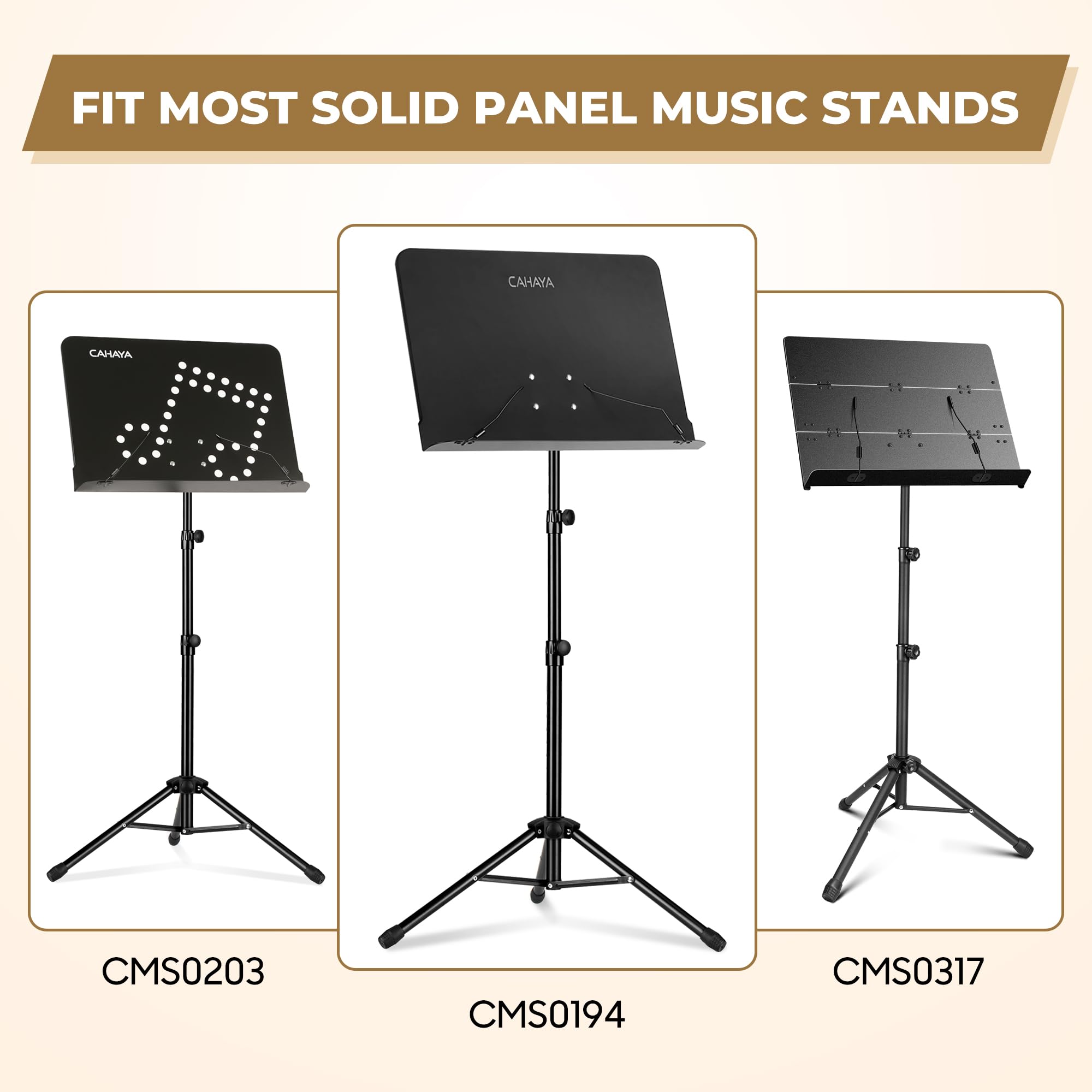 CAHAYA Notenständer-Erweiterung Metall Formstabil, Doppelseitig, 2*17*31cm | Doppelseitig für Feste Notenplatten; Schraubmontage mit Schutzpads für Klavier, Keyboard, Violine, Probe, Unterricht & Bühne
