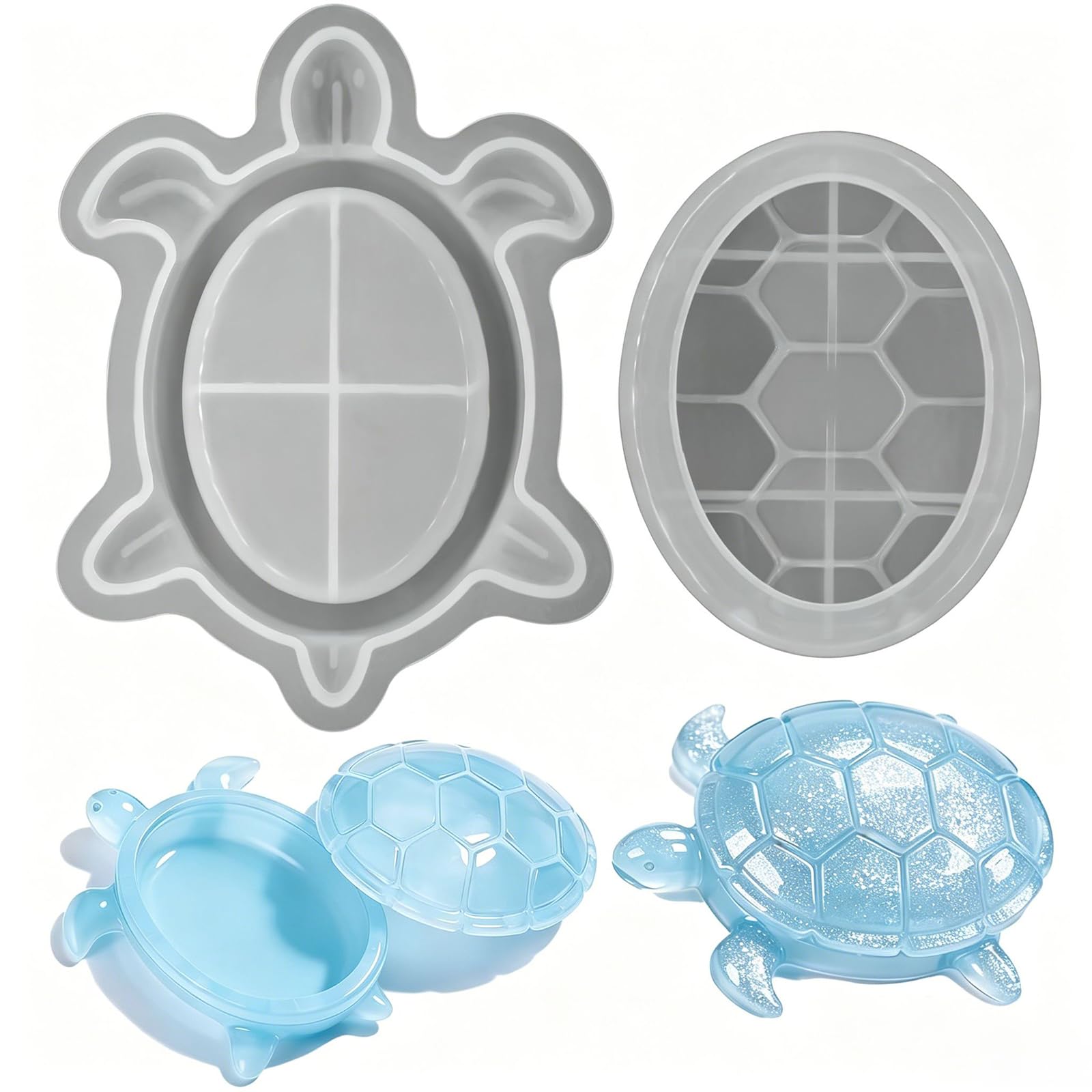 Turtle Silicone Box Mold with Lid, Transparent Animal Resin Mold for DIY Jewelry Box, Epoxy Resin Casting Mold for Crafts and Plaster Storage Container-picture-32