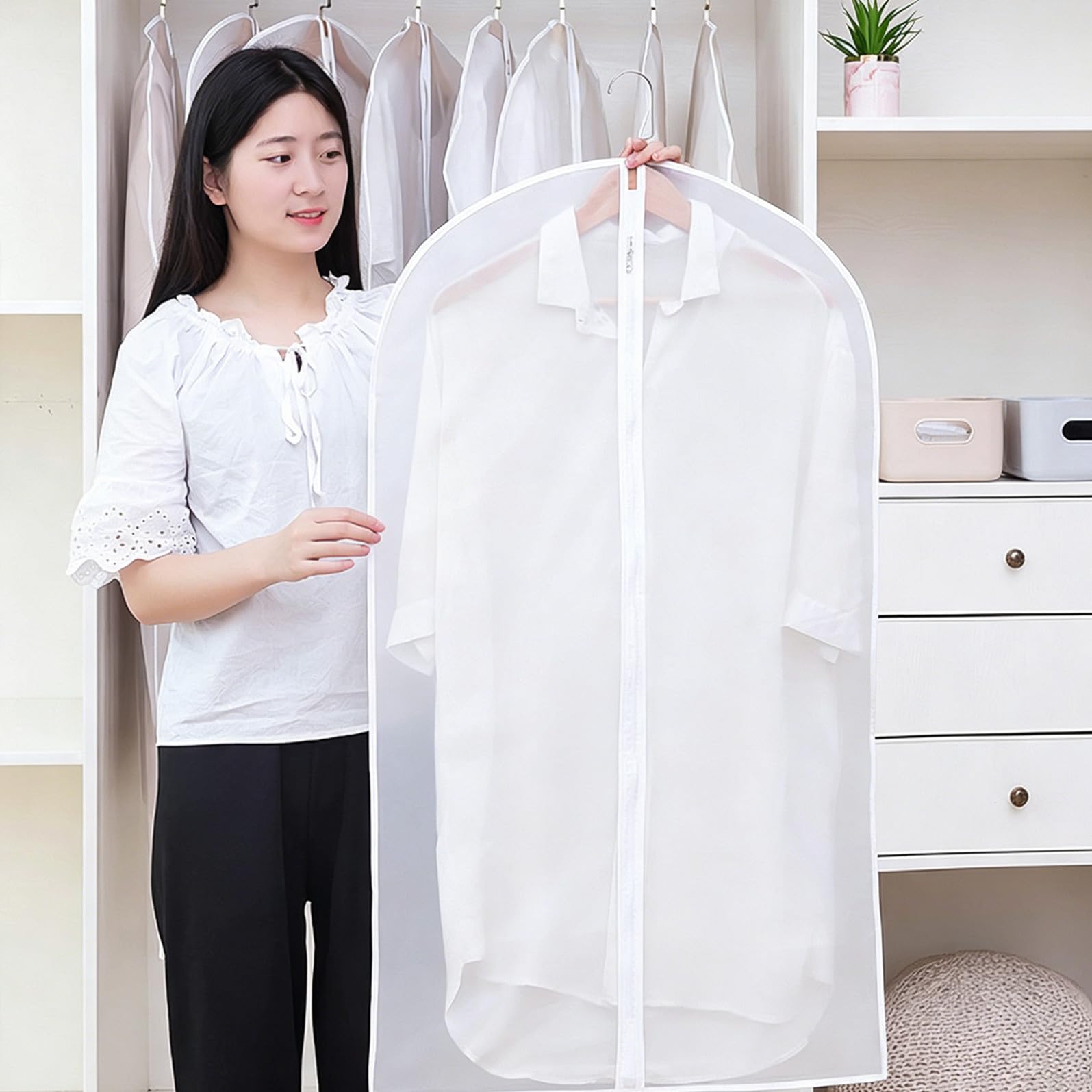 Amosfun 10piezas Fundas Antipolvo Transparentes para Ropa Incluye Protectoras para Abrigos y Vestidos para Guardar Trajes y Abrigos el Armario