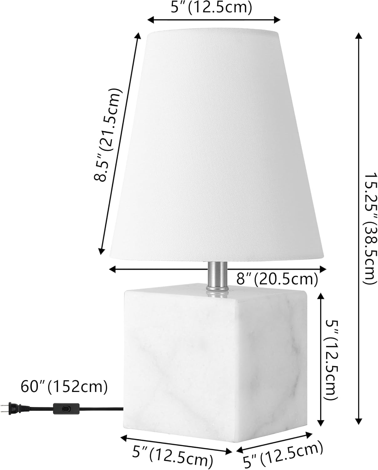 SAFAVIEH Lighting Collection Lou White Marble/Nickel 16-inch Table Lamp (LED Bulb Included)