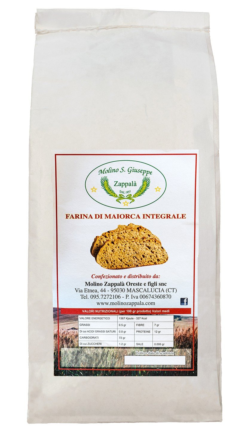 5 Kg Farina Integrale di "Maiorca" grano siciliano-Molitura a Pietra-MOLINO ZAPPALA'