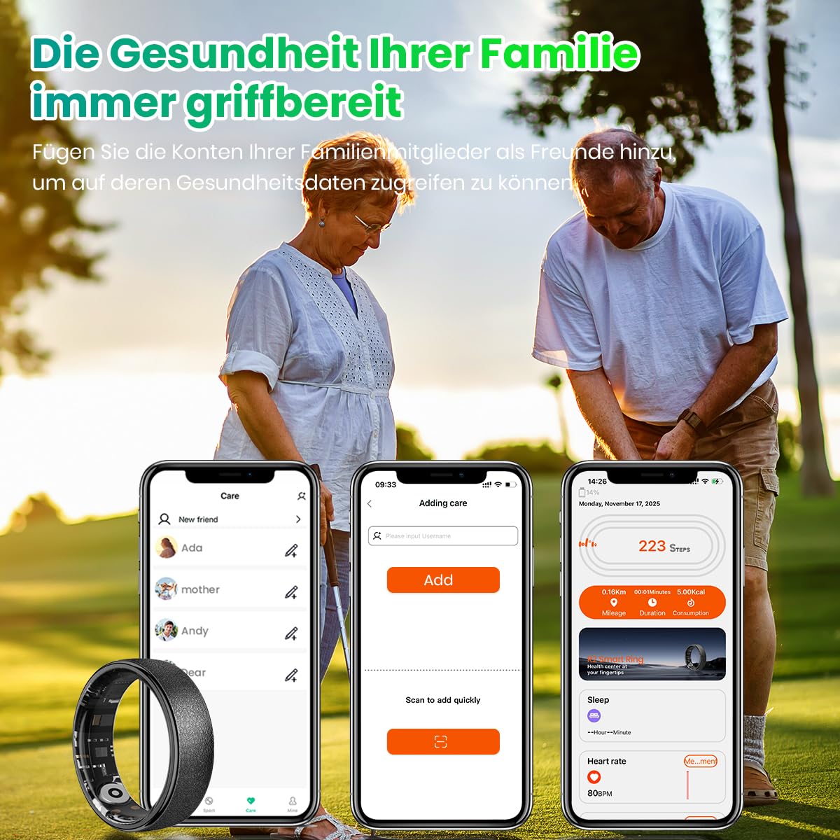 Rogbid R2 Titanlegierung Smart Ring für Herren Damen Smartringe Gesundheit Tracker mit Herzfrequenz, Blutsauerstoff, Blutdruck, Schlaftracker, IP69 wasserdicht für iPhone und Android Schwarz (10#)