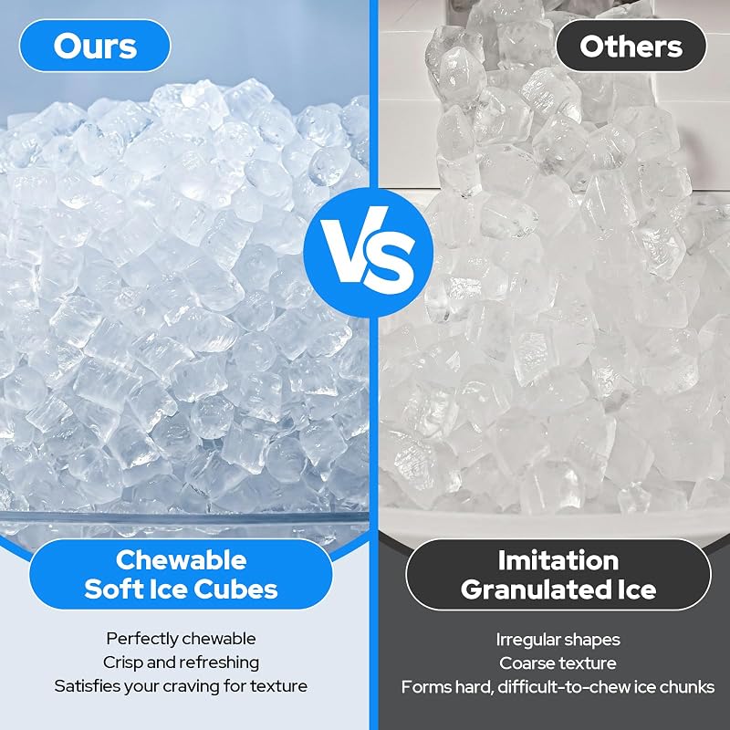 AFBEST Professional Nugget Ice Maker Machine - 38 lbs/24H Output, Chewable Soft Ice, One-Touch Self-Cleaning, 3L+1.5L Dual Tank Design, Portable Countertop Ice Maker for Kitchen, Bar, Office, Party image 6