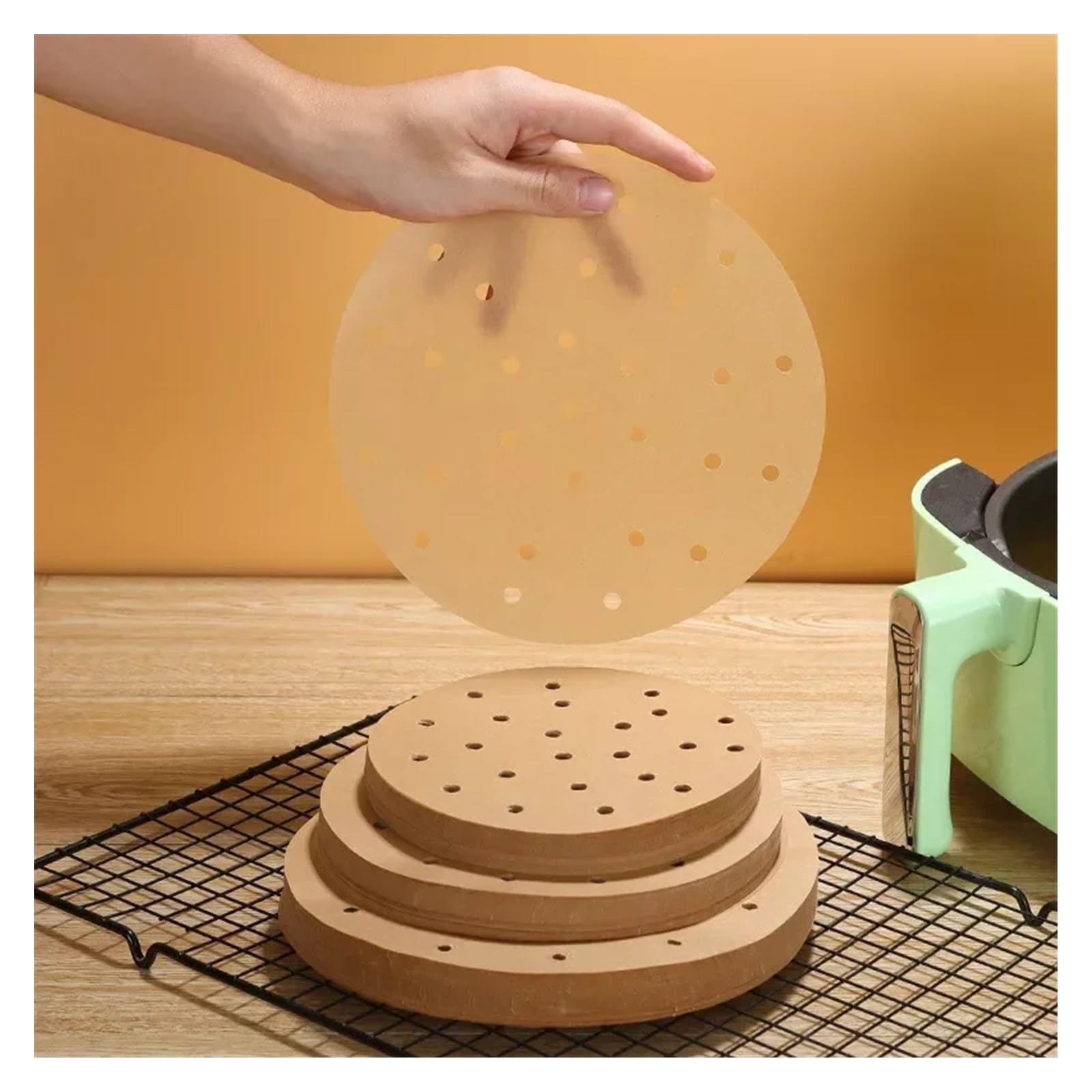 Genérico 100 Piezas de Papel de Silicona de Doble Cara Redondo/Cuadrado for Parrilla de Horno, Papel Antiadherente, tapete for Hornear Pasteles a Prueba de Aceite(Round 100pcs L)