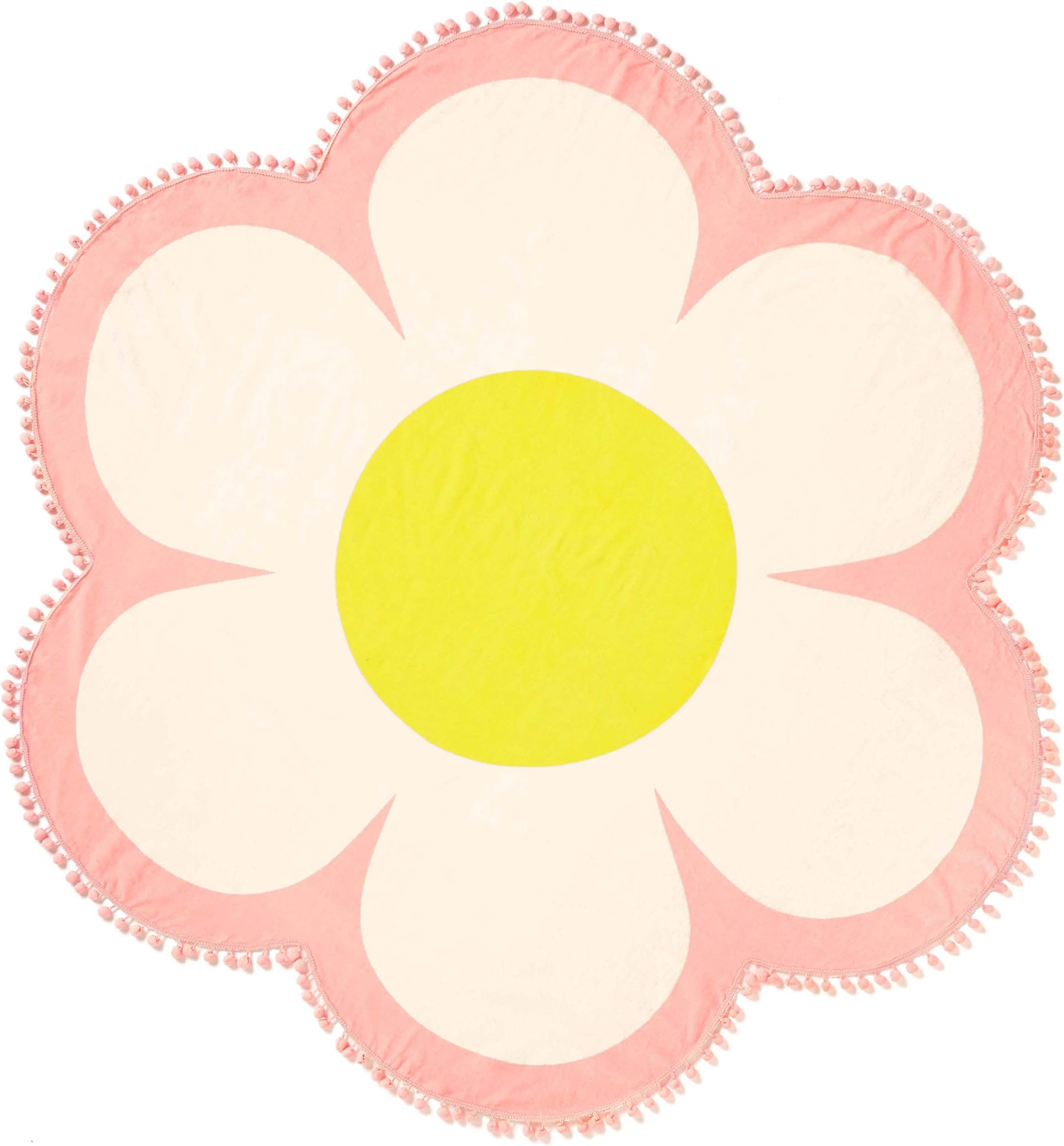 ban.do All Around Giant Circle Beach Towel, Oversized Towel for Adults and Children, Terry Cloth Pool Towel or Picnic Blanket, Daisy
