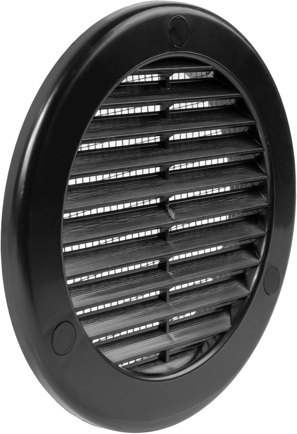 Vent Systems Ø4" Inch (Opening Dimensions) Black Plastic Soffit Vent Cover - Pack of 10 - Round Vent Duct Grill with Flange and Built-in Protective Mesh Screen - HVAC Ventilation Grille for Home