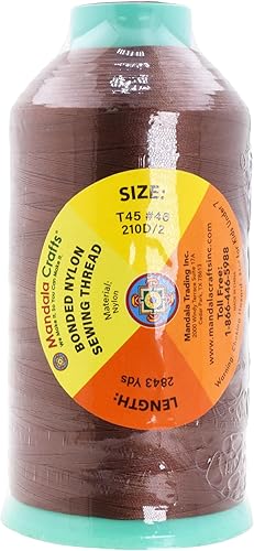 Miniatura 128 de Mandala Crafts Hilos de coser resistentes de nailon consolidado, hilo para tejer jeans de cuero, hilos de tapicería marina al aire libre, Beige