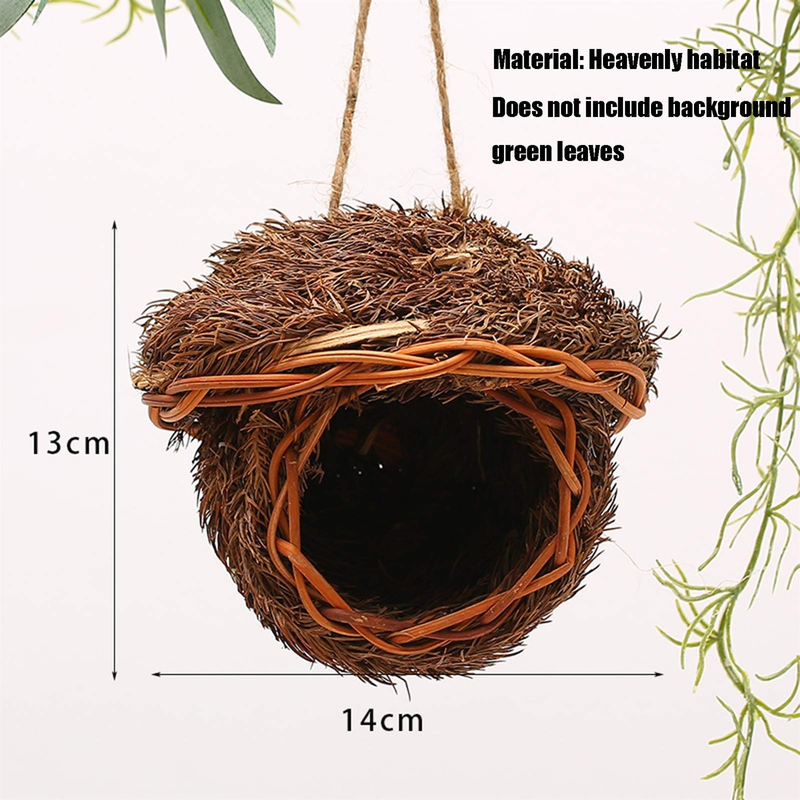 Nido de pájaro de Fibra sintética con cordón, Que se Puede Colgar en el Techo de Las Ramas del jardín, un Lugar de Descanso para Que los pájaros se reproduzcan