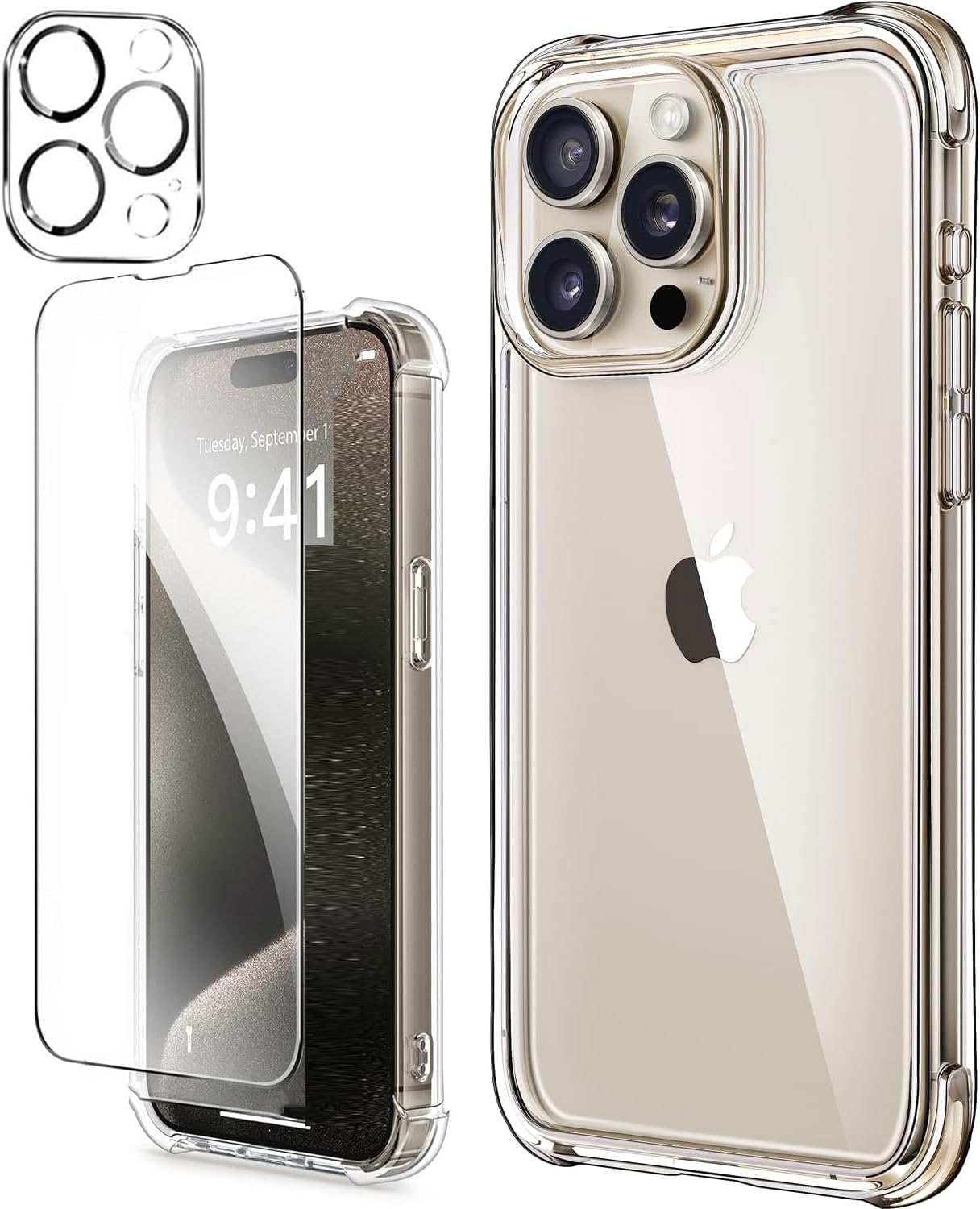 Asuwish Funda Compatible Con IPhone 15 Pro De 6.1 Pulgadas Con Protector De Pantalla De Vidrio